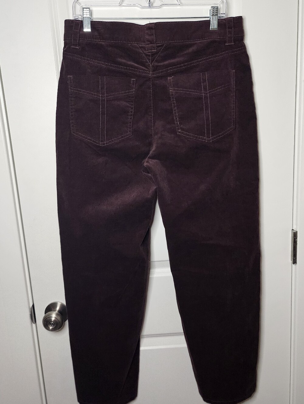 Democracy AbSolution Burgundy Wine Velvet Corduroy Pants 10 Relaxed Fit Stretch - Picture 3 of 13